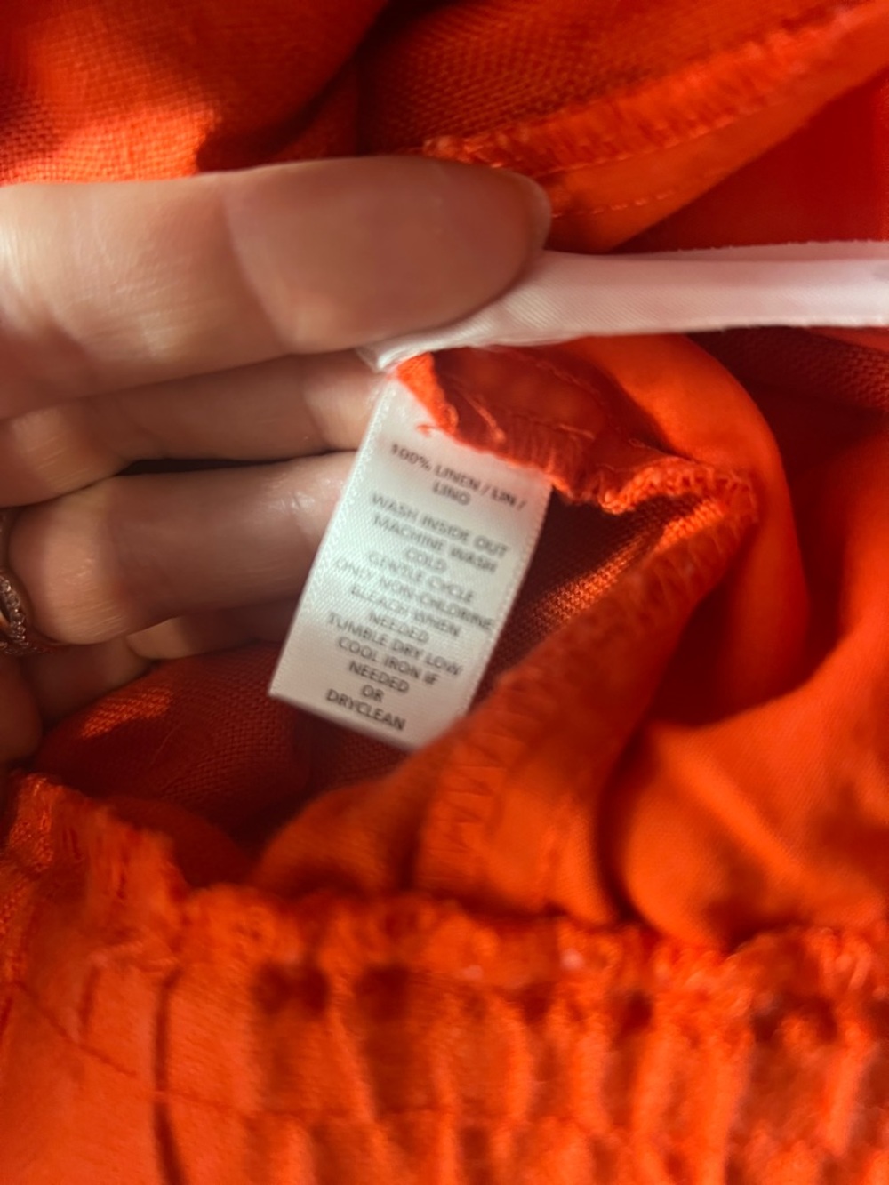 LOFT 100% Linen Wide-Leg Pants, Tassel Drawstring - Bright Coral Orange Size 6! - Picture 10 of 10